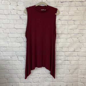 LOGO by Lori Goldstein Maroon Shark bite Mock neck